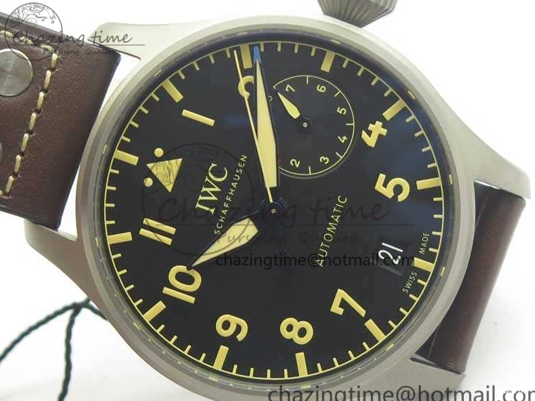 MIROTIME 0306 Big Pilot IW501004 Titanium ZF 1:1 Best Edition Black Dial On Brown Leather Strap A ZeroBulk 7212